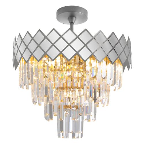 Carisma Chrome Nine Light Crystal Semi-Flush Ceiling Fitting ML8888