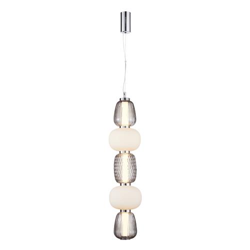 Caro LED 5 Glass Ceiling Pendant Chrome And Smoked M0362