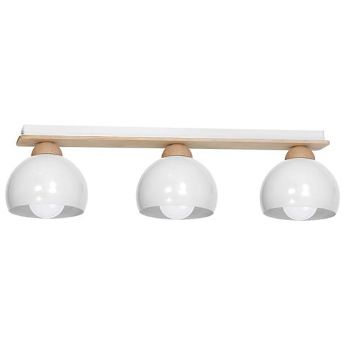 Dama White And Wood Triple Semi-Flush Fitting MLP6460