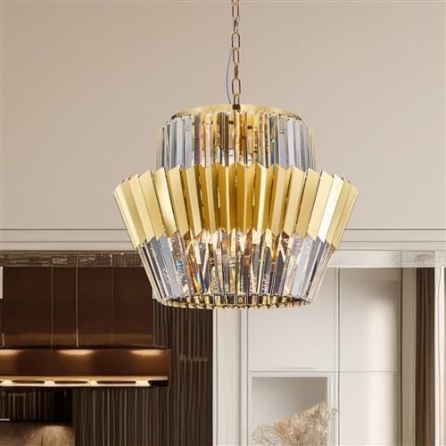 Donna Twelve Light Gold (Colour) And Crystal Ceiling Pendant ML0415