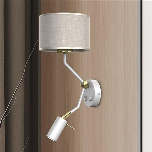 Lino Double Matt White Wall Light with Linen Shade MLP7494