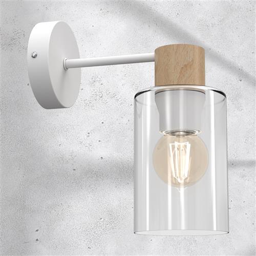 Madera White And Wood Single Wall Light MLP8553