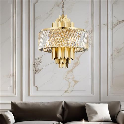 Margot Gold (Colour) Crystal Nine Light Ceiling Pendant ML0409