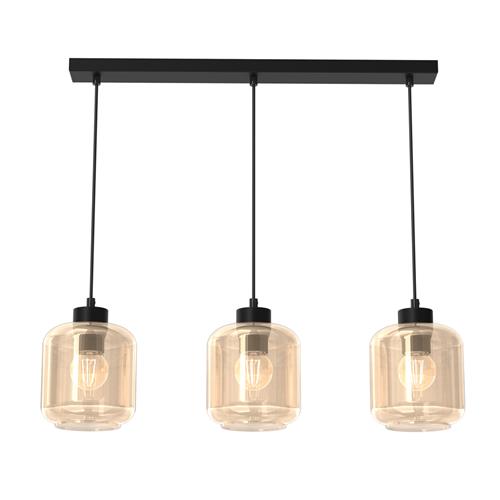 Sombra Amber Glass Black 3 Bar Pendant MLP8371