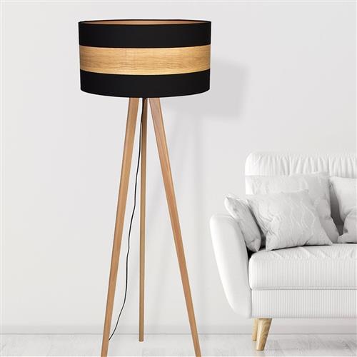 Terra Black And Natural Wood Floor Lamp MLP6293