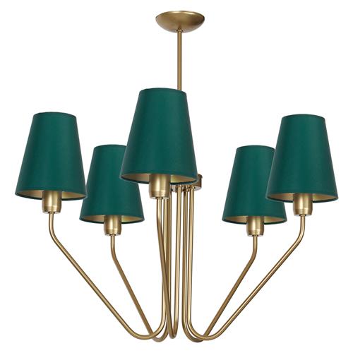 Victoria Brass And Green 5-Arm Ceiling Light MLP4908