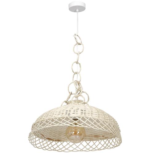 Vimini Wide Domed Matt White Wicker Pendant MLP7997