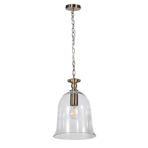 Bell Antique Brass Clear Glass Single Pendant BEL01AB