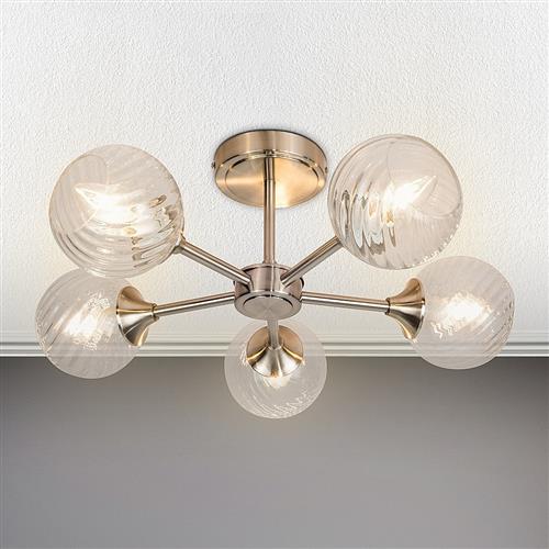 Mipha Satin Chrome 5-Arm Semi Flush Light LS23805SC