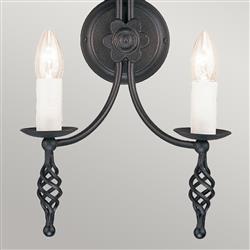 Belfry Black Double Wall Light BY2-Black