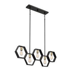 Bismarck Earth Black Five Light Ceiling Pendant QZ-BISMARCK-ISLE-EK