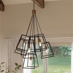 Fulton 7 Light Brass And Bronze Cluster Pendant HK-FULTON-7P