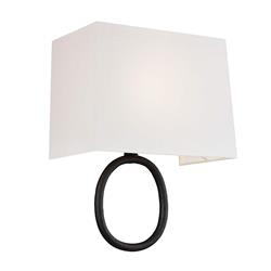 Indo Aged Iron & White Shade Wall Light FE-INDO1