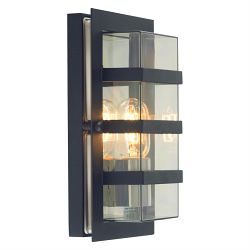 Outdoor IP54 Wall Light Black Finish BODEN-E27-BLK-C