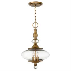 Pendant Ceiling Light Heritage Brass Finish HK-WEXLEY-3P-HB