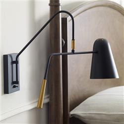 Simon Midnight Black & Burnished Brass Wall Light FE-SIMON1