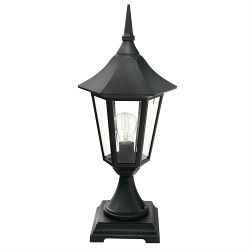 Valencia IP54 Exterior Pedestal Lantern Black Finish V3-BLACK