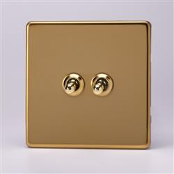 Polished Brass 2 Gang Toggle Switch XDVT2S