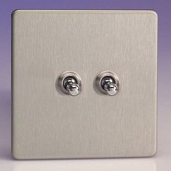 Toggle Screwless Satin Chrome Double Switch XDST2S