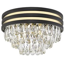 Cuba Matt Black And Matt Gold 4 Light Crystal Flush Light CF2104/04/P