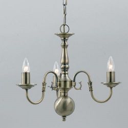 Flemish Solid Brass 3 Arm Pendant Ceiling Fitting