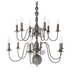 Bologna Grey Multi-Arm 12 Light Two Tier Fitting PG05579/12/GRY