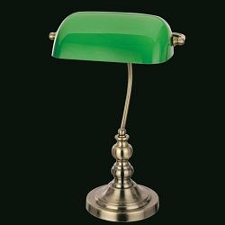 Bankers Brass And Green Tilting Glass Table Lamp