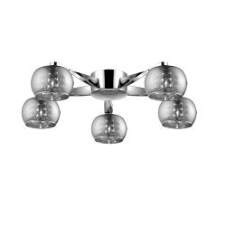 Deni Polished Chrome & Crystal 5 Light Semi Flush CFH606091/05/PL/CH