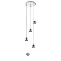 Deni Polished Chrome & Crystal 5 Light Cluster Pendant CFH606091/05/CH