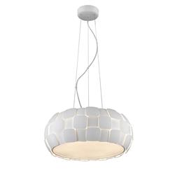 Brigitte White Ribbed Panel 6 Light Pendant Ceiling Light PG504241/06/