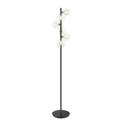 Remy Matt Black And Clear Glass 6 Light Floor Lamp