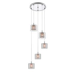 Laure Polished Chrome & Copper 5 Light Cluster Pendant PGH606101/05/CU