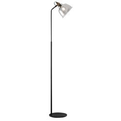 Ava Black And Tinted Glass Adjustable Industrial Floor Lamp 