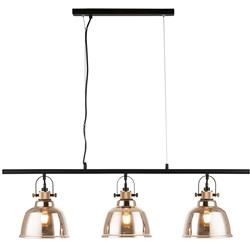 Ava Tinted Glass And Matt Black 3 Light Bar Pendant