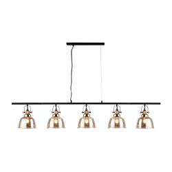 Ava Matt Black And Glass 5 Light Bar Pendant Fitting