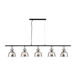 Ava Matt Black And Glass 5 Light Bar Pendant Fitting