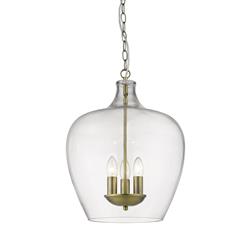 Nell 3 Light Metal And Clear Glass Pendant Fitting