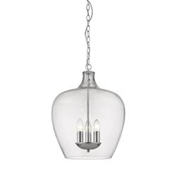 Nell 3 Light Metal And Clear Glass Pendant Fitting