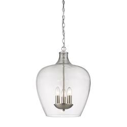 Nell 3 Light Metal And Clear Glass Pendant Fitting