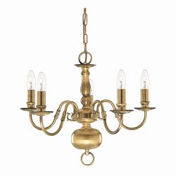 Flemish Antique Brass 5 Arm Ceiling Pendant 1019-5AB