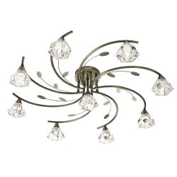 Sierra Antique Brass 9 Light Ceiling Fitting 2639-9AB