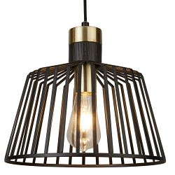 Bird Cage Large Matt Black/Satin Brass Pendant Light 9411BK