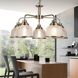 Bistro 2 LED Five Arm Ceiling Pendant Light Fittting