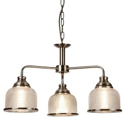 Bistro 2 Antique Brass Three Arm Ceiling Pendant Light 1683-3AB