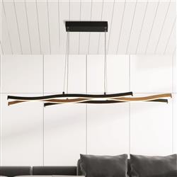 Bloom LED Dimmable CCT Black And Wood Effect Pendant 32104-1BK