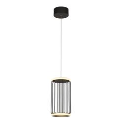 Circolo LED Black And White Cage Single Ceiling Pendant 54212-1BK