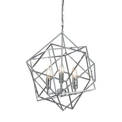 Cube Geometric Medium Polished Chrome Pendant Ceiling Fitting 7863-3CC