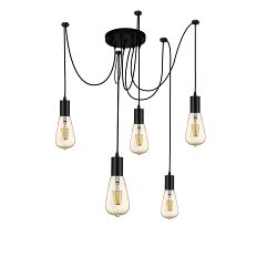 Squiggle Matt Black 5 Light Pendant 9665-5BK