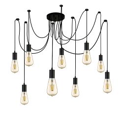 Squiggle Matt Black 9 Light Pendant 9669-9BK