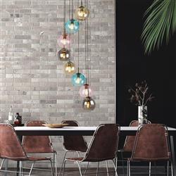 Dailyn Multi-Coloured Glass 8 Light Cluster Pendant 94008-8BK